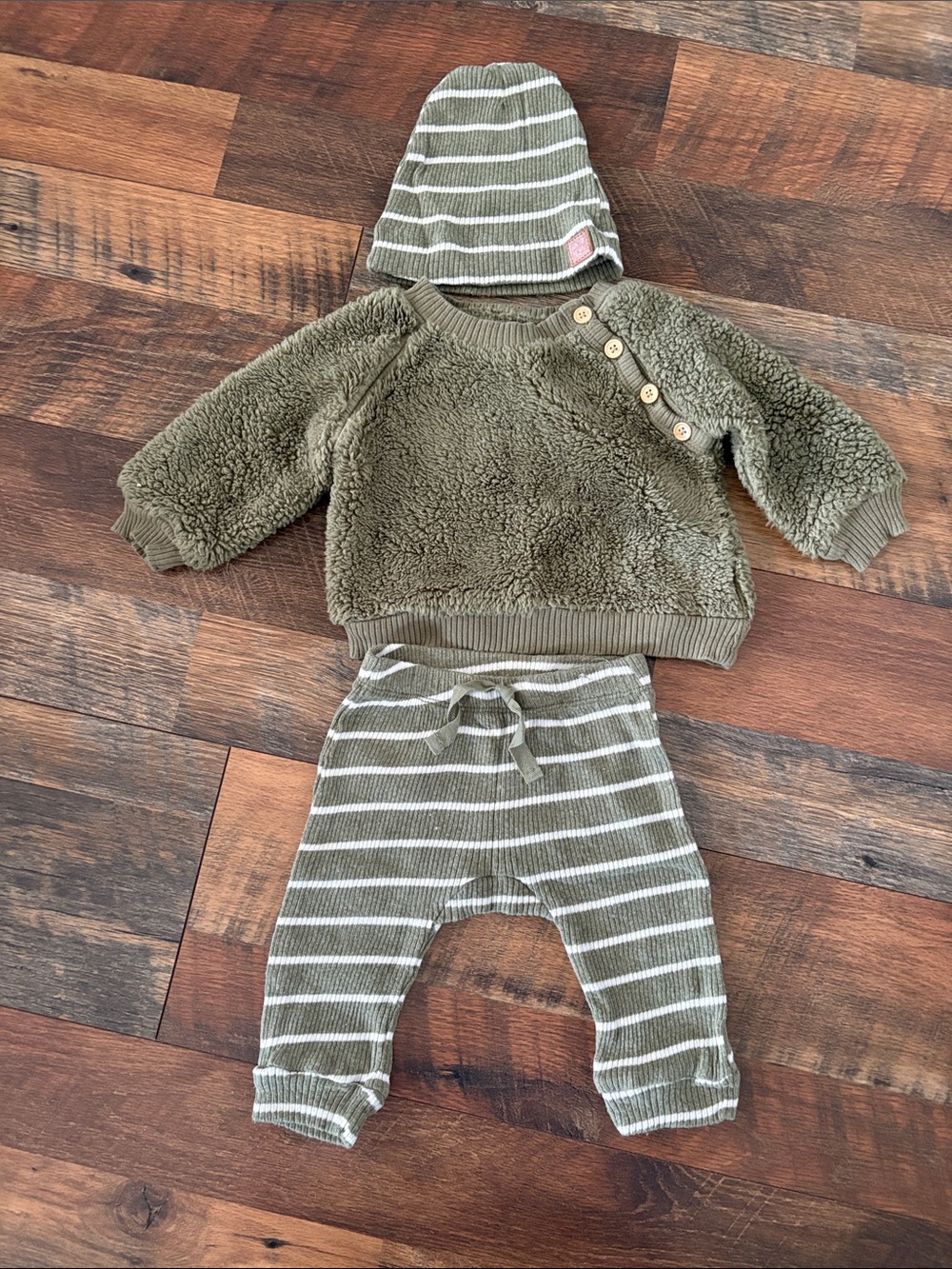 Rachel Zoe Olive Striped Sherpa 3-Piece Set